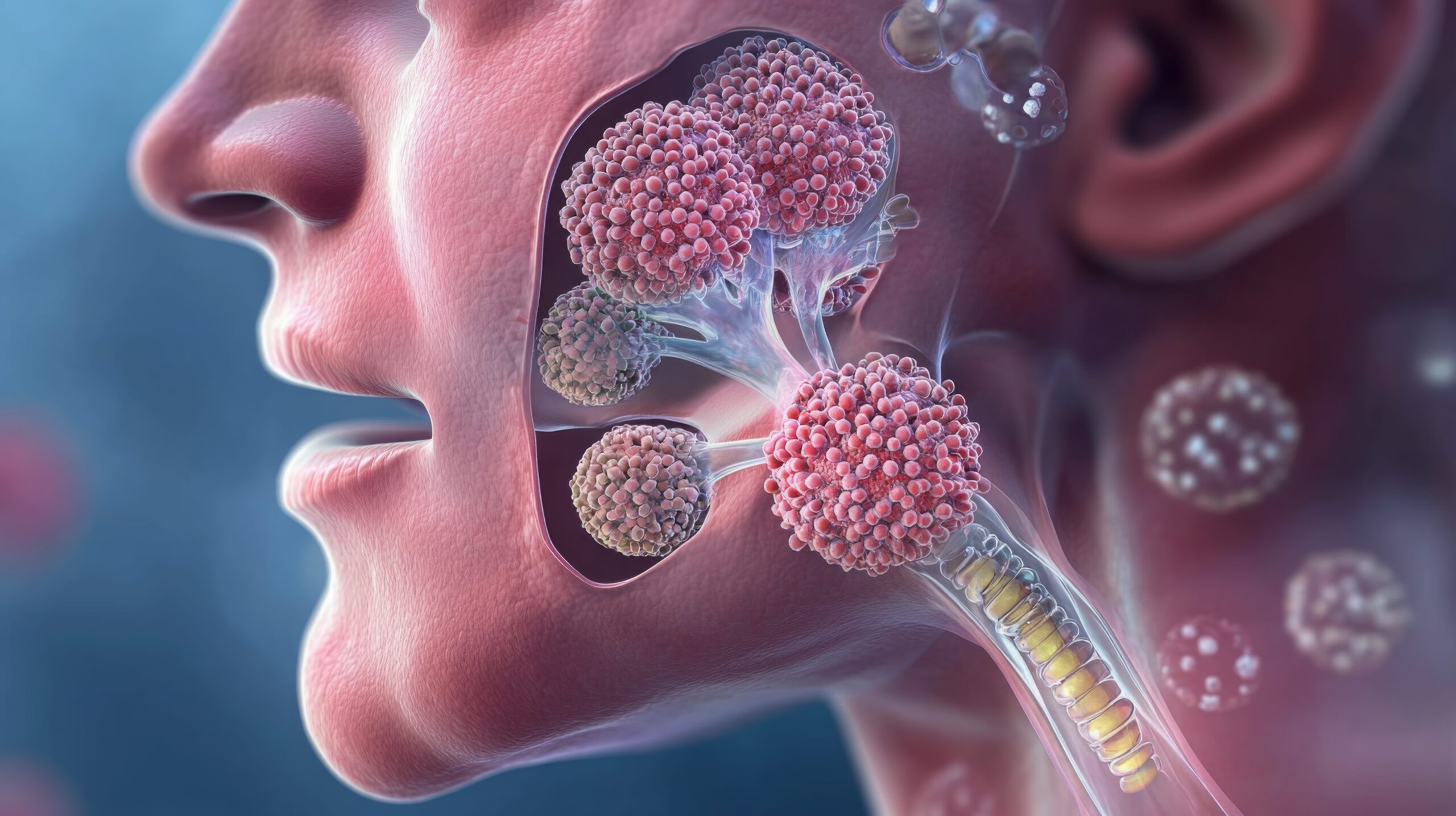 Digital illustration showing parotid gland cancer